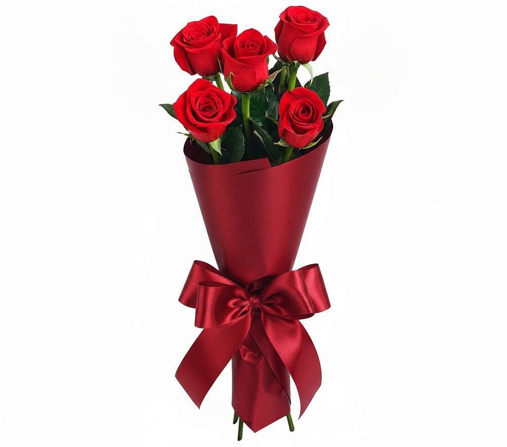 Букет 5 Красных роз Эдлесс Лав в Макарове