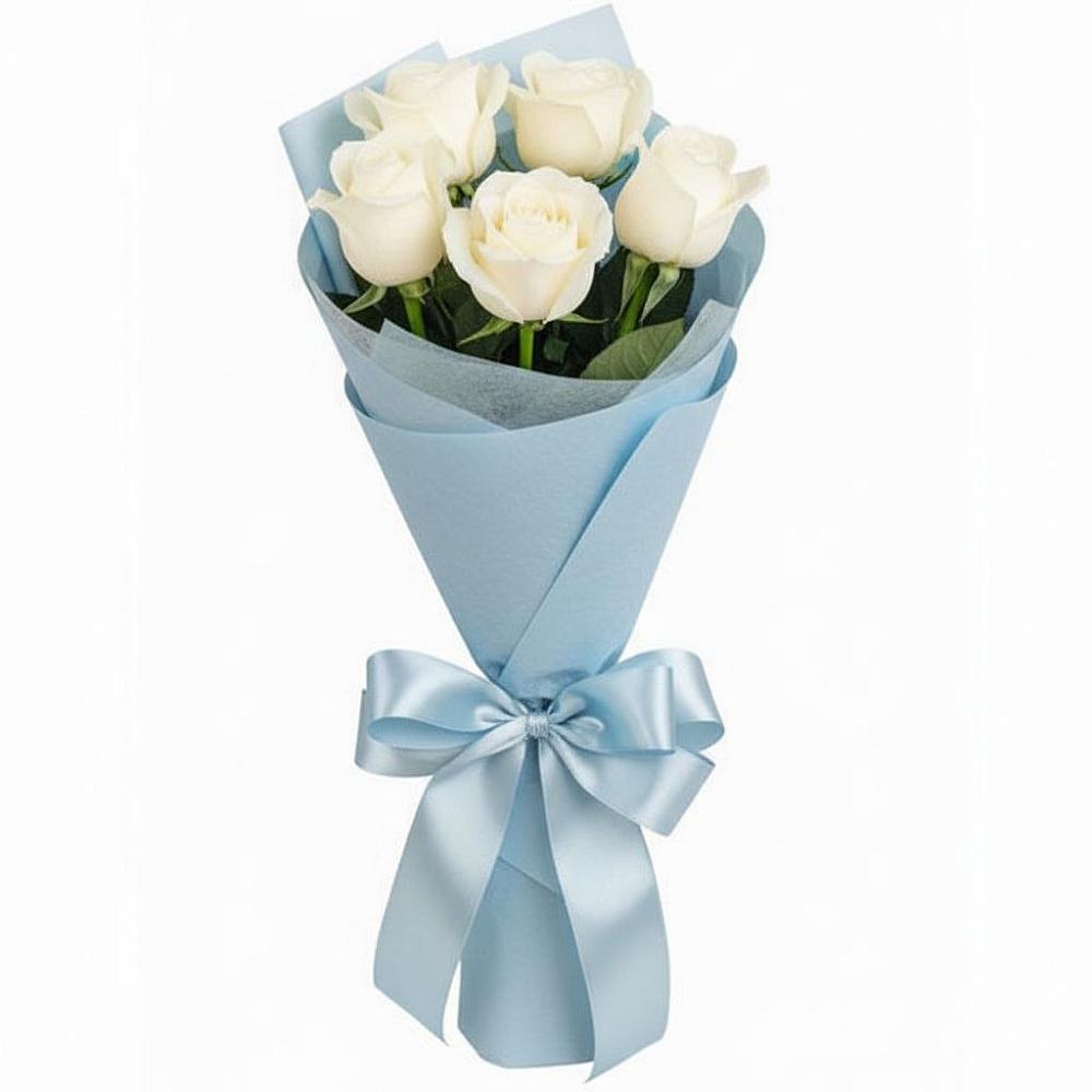 Букет 5 Белых роз Проуд в Макарове