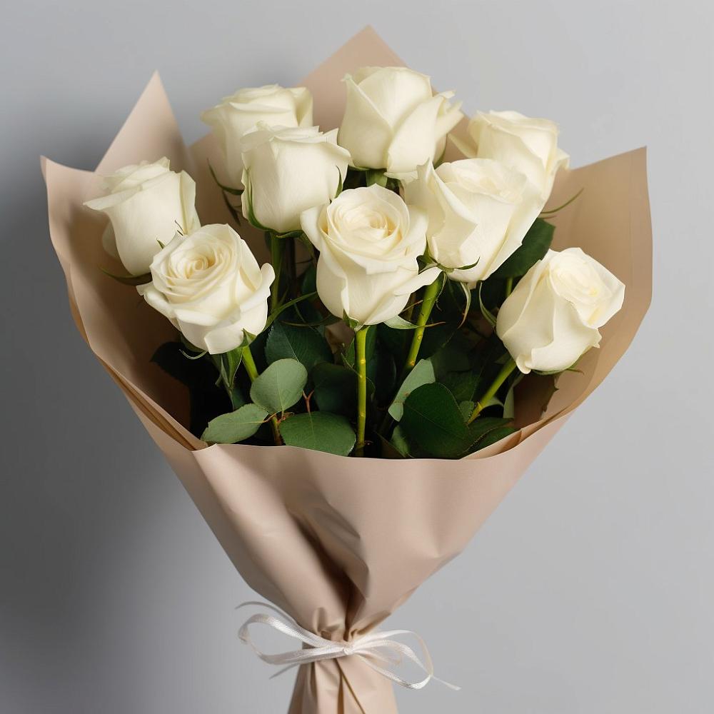 Букет 9 Белых роз Эдлесс Лав в Макарове