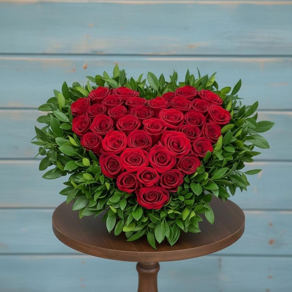 Цветочная композиция из Розы в виде сердца в Макарове