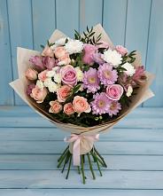 Букет цветов из:  Хризантемы, Розы и Альстромерии в Макарове