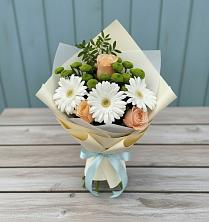 Букет цветов из:  Герберы, Розы и Хризантемы в Макарове