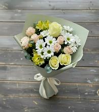 Букет цветов из:  Альстромерии, Розы и Хризантемы в Макарове